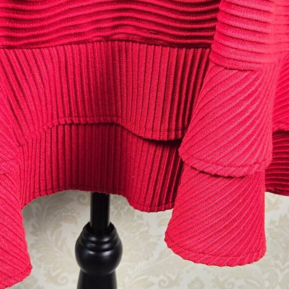 Buttons Size S Red Fit & Flare Dress Sequins Embroidery Textured Cap Sleeve NWT - Picture 6 of 16